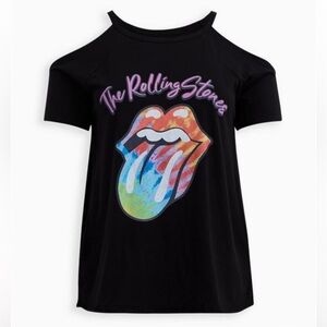 Torrid The Rolling Stones Vintage Black Cold Shoulder Tee